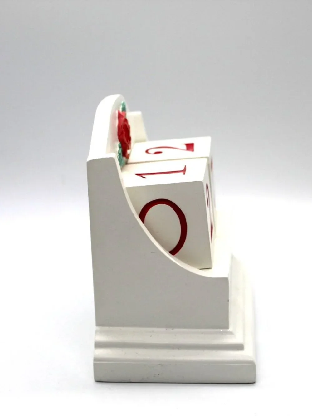 Hallmark Perpetual Desk Calendar White Wood Block With Red Rose Heavy Duty Vtg